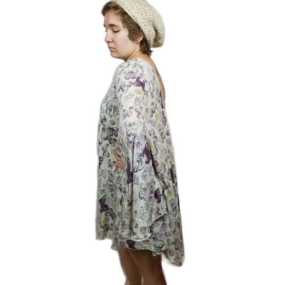 Rare London sz XL 1 sleeve Butterfly swing dress boho whimsicle - Picture 4 of 8